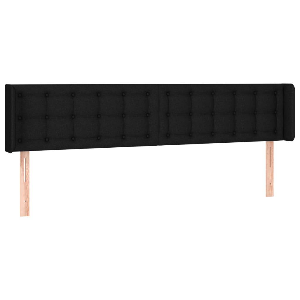 sengegavl med LED-lys 203x16x78/88 cm stof sort