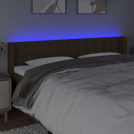 sengegavl med LED-lys 203x16x78/88 cm stof mørkebrun