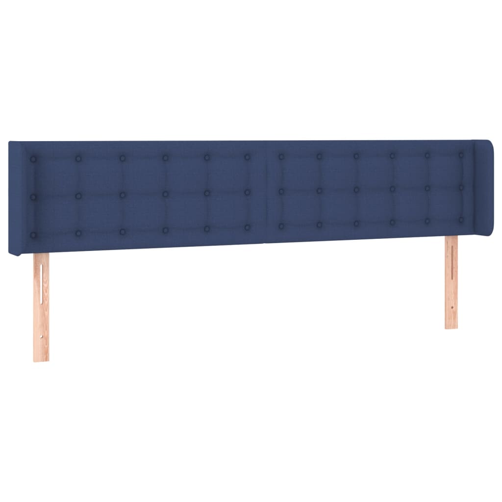 sengegavl med LED-lys 203x16x78/88 cm stof blå