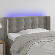 sengegavl med LED-lys 93x16x78/88 cm fløjl lysegrå