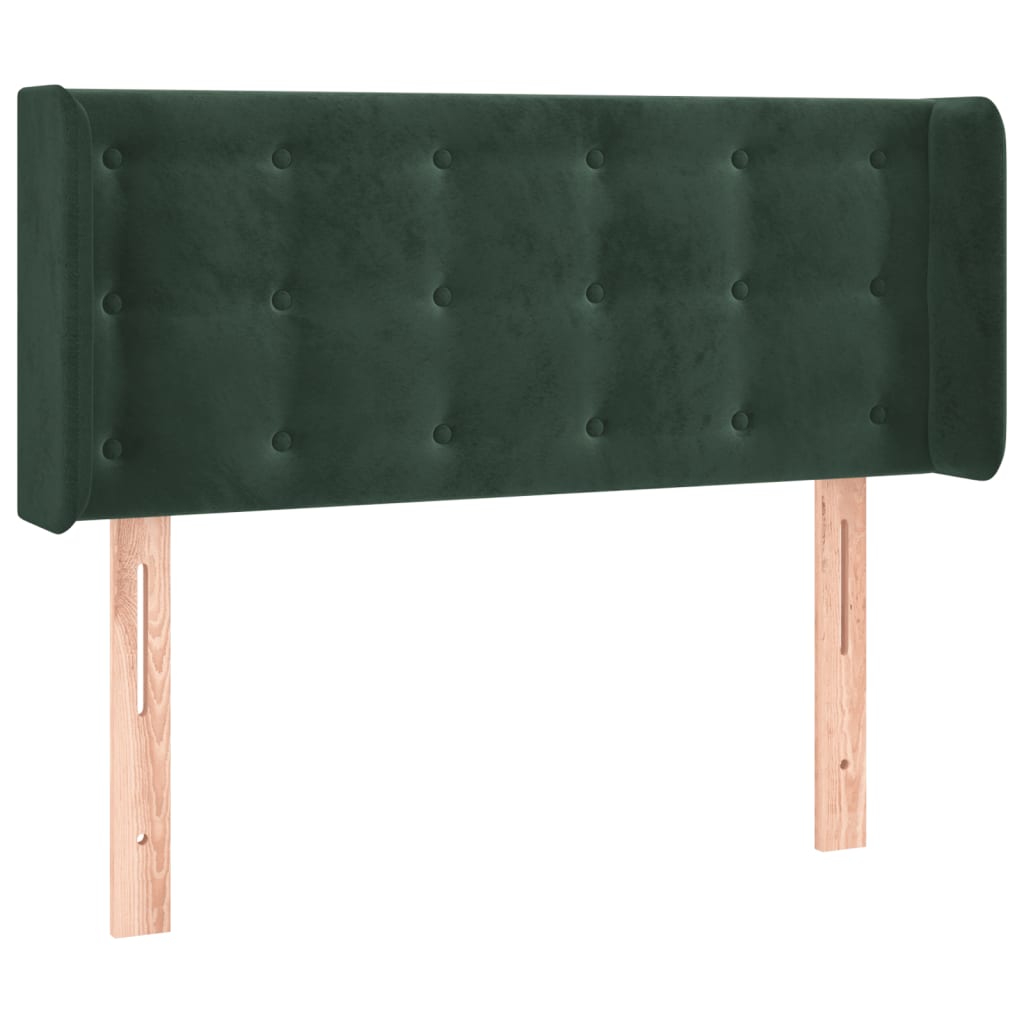 sengegavl med LED-lys 103x16x78/88 cm fløjl mørkegrøn