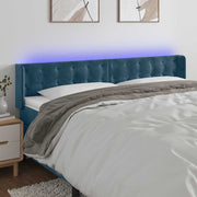 sengegavl med LED-lys 163x16x78/88 cm fløjl mørkeblå