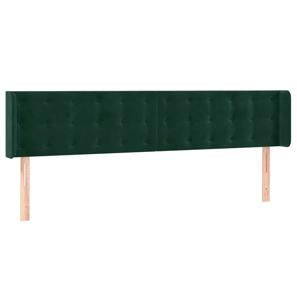 sengegavl med LED-lys 183x16x78/88 cm fløjl mørkegrøn