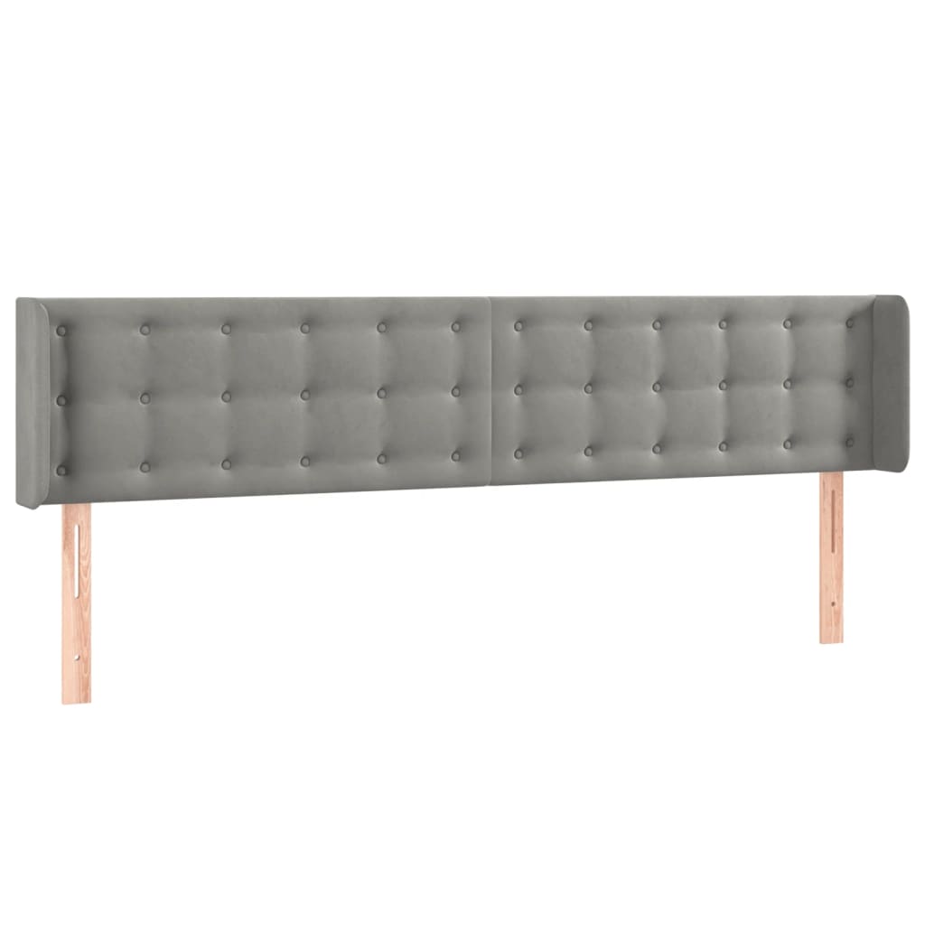 sengegavl med LED-lys 203x16x78/88 cm fløjl lysegrå