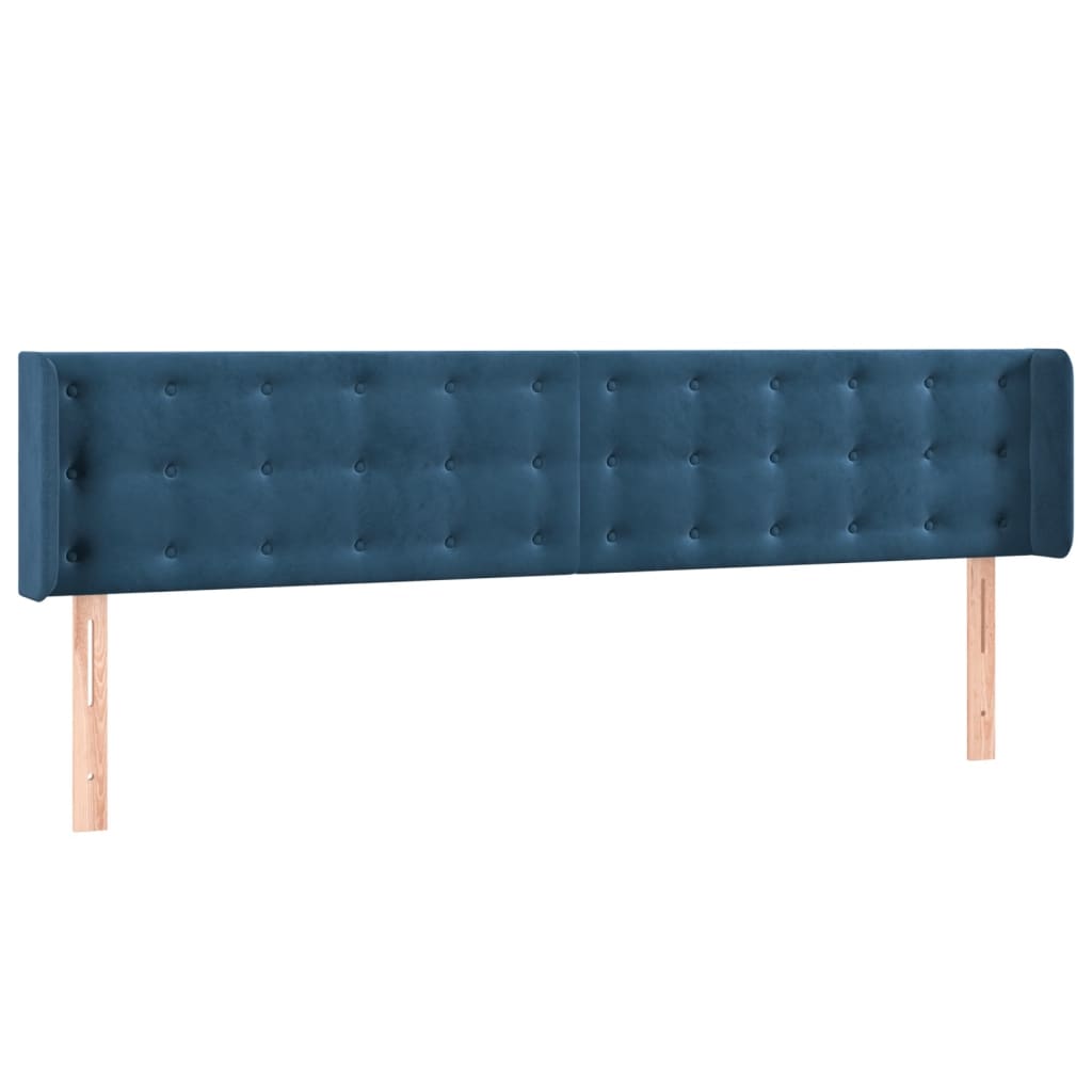 sengegavl med LED-lys 203x16x78/88 cm fløjl mørkeblå