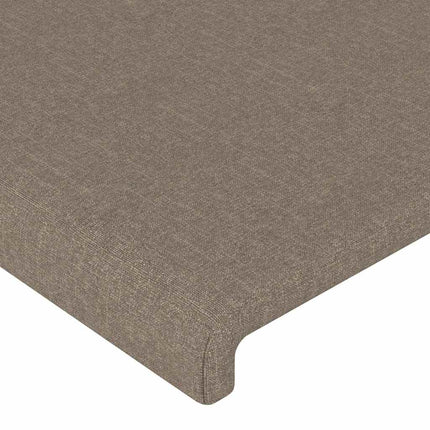 sengegavl med LED-lys 83x16x118/128 cm stof gråbrun