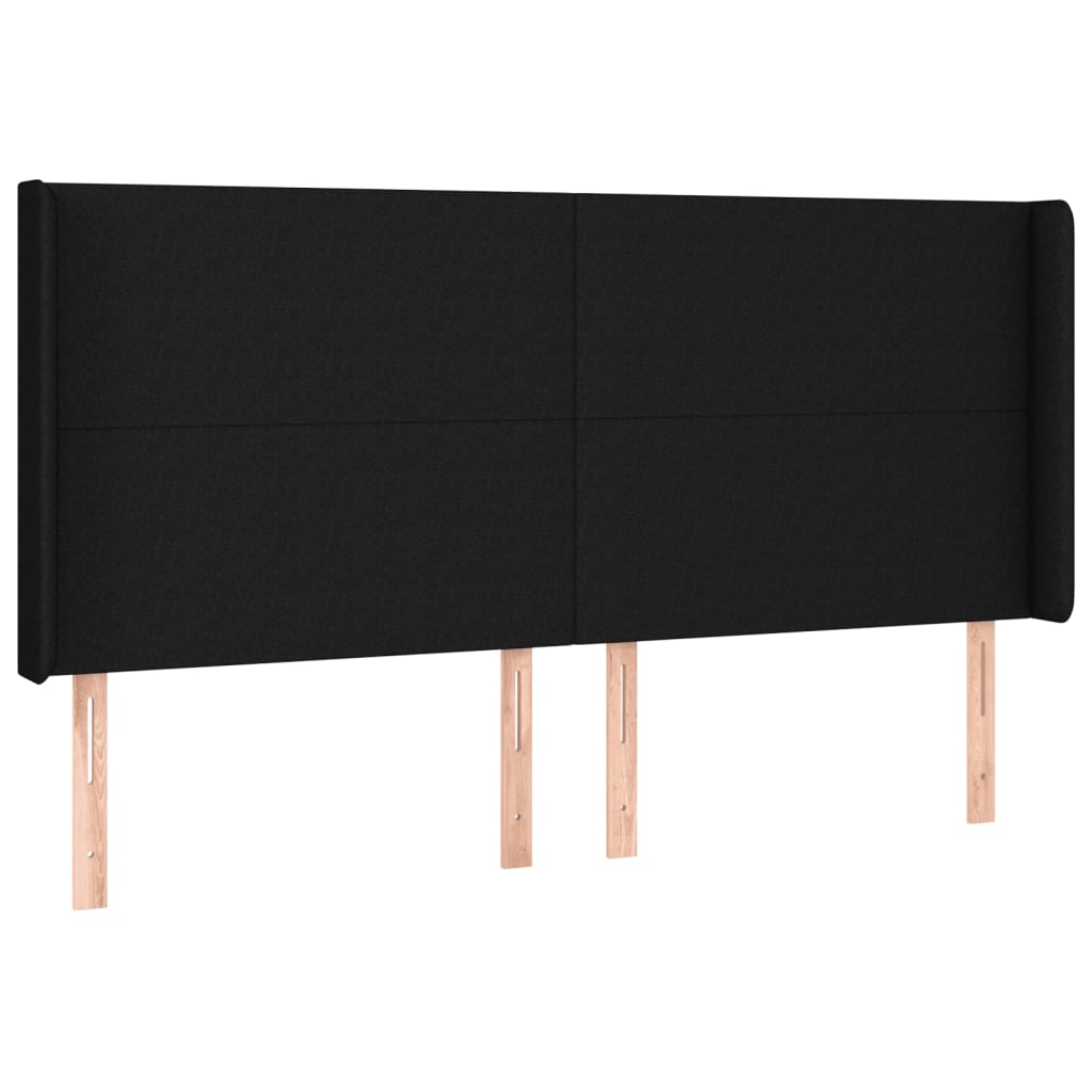 sengegavl med LED-lys 183x16x118/128 cm stof sort