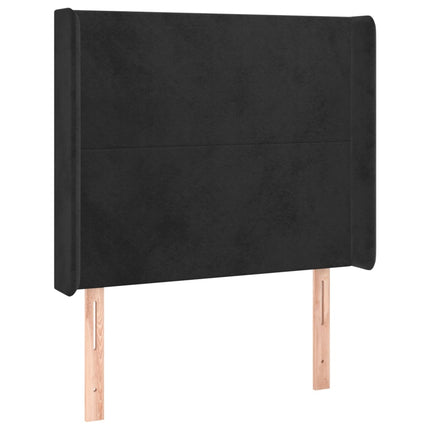 sengegavl med LED-lys 83x16x118/128 cm fløjl sort