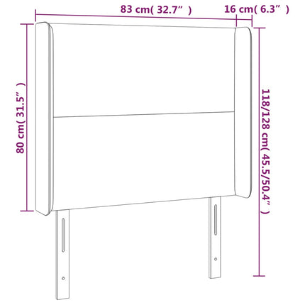 sengegavl med LED-lys 83x16x118/128 cm fløjl sort