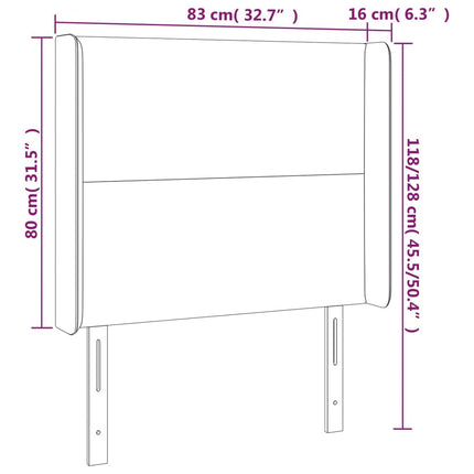 sengegavl med LED-lys 83x16x118/128 cm kunstlæder sort