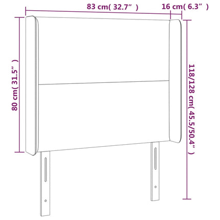 sengegavl med LED-lys 83x16x118/128 cm kunstlæder grå
