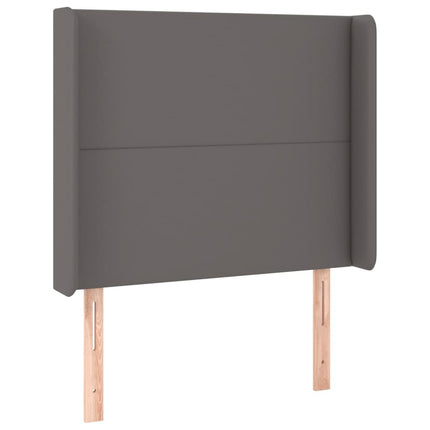 sengegavl med LED-lys 93x16x118/128 cm kunstlæder grå