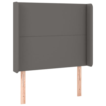 sengegavl med LED-lys 103x16x118/128 cm kunstlæder grå