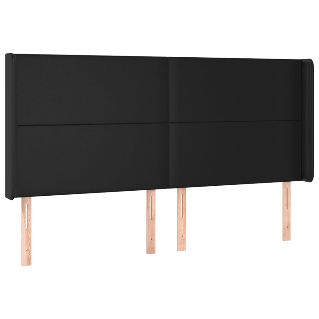 sengegavl med LED-lys 163x16x118/128 cm kunstlæder sort