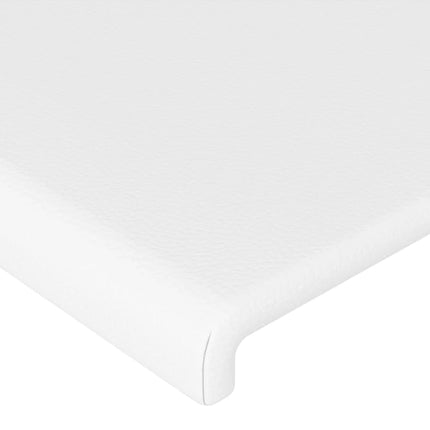 sengegavl med LED-lys 163x16x118/128 cm kunstlæder hvid