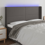 sengegavl med LED-lys 163x16x118/128 cm kunstlæder grå