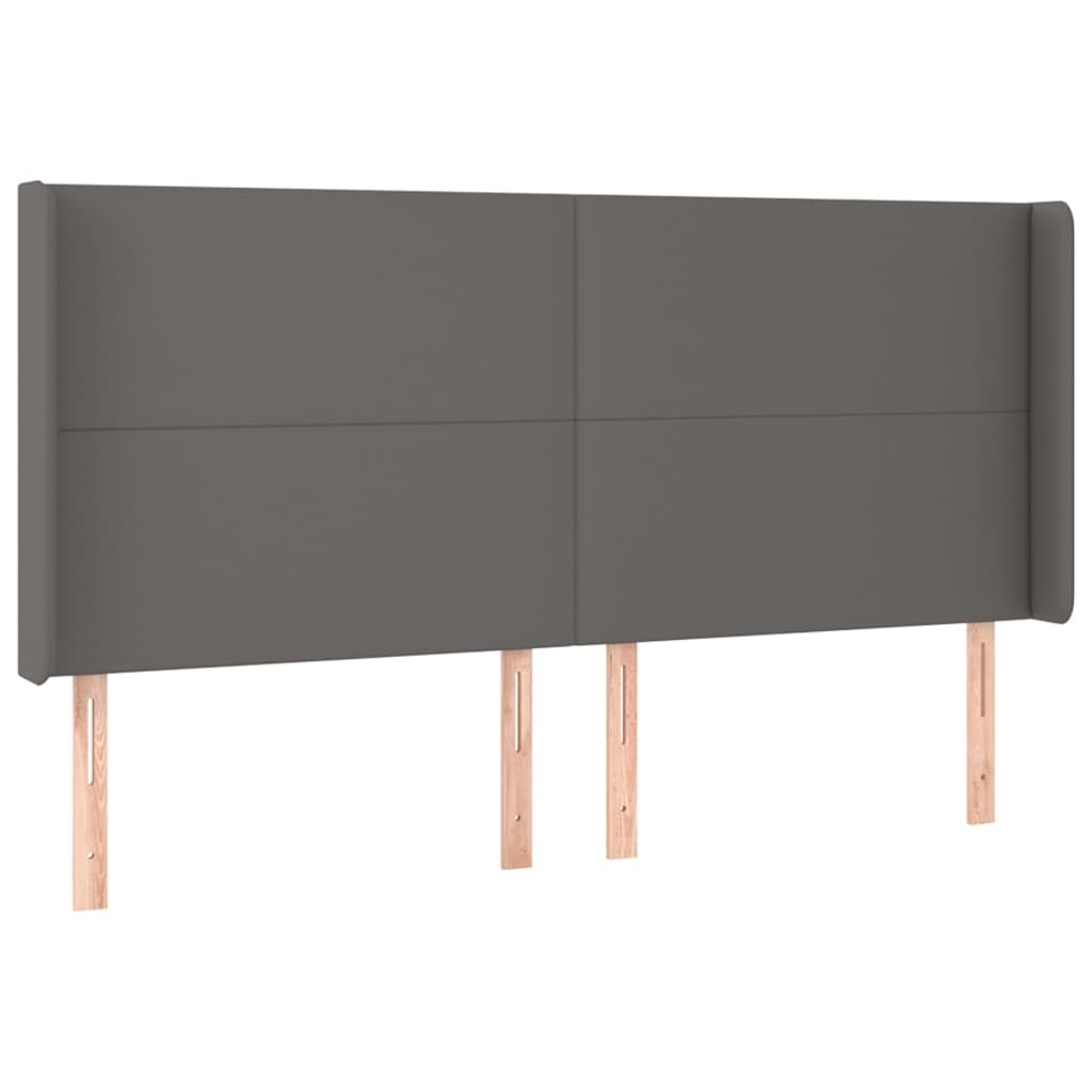 sengegavl med LED-lys 183x16x118/128 cm kunstlæder grå
