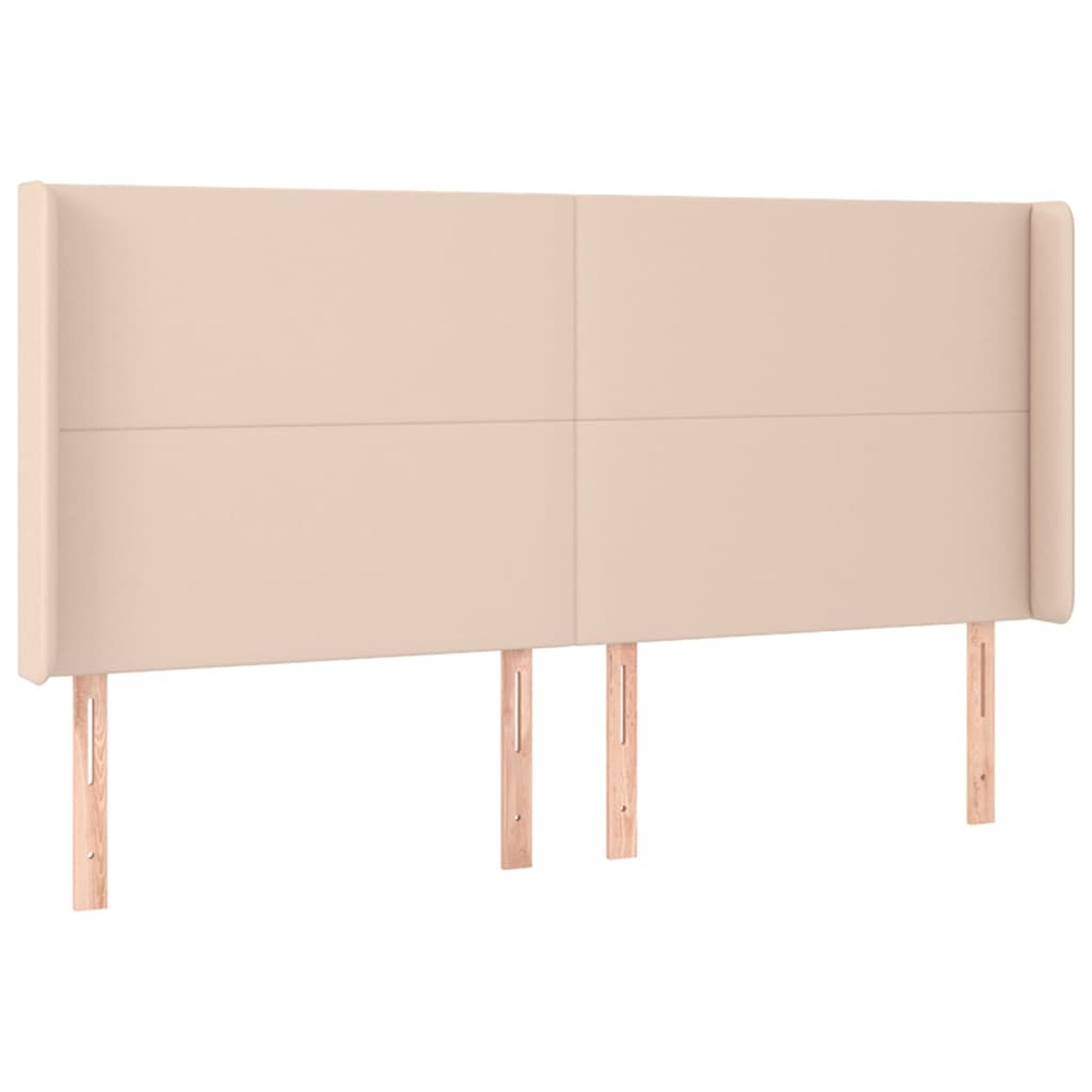 sengegavl med LED-lys 183x16x118/128 cm kunstlæder cappuccino