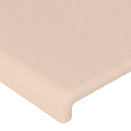 sengegavl med LED-lys 183x16x118/128 cm kunstlæder cappuccino