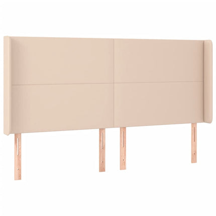 sengegavl med LED-lys 203x16x118/128 cm kunstlæder cappuccino