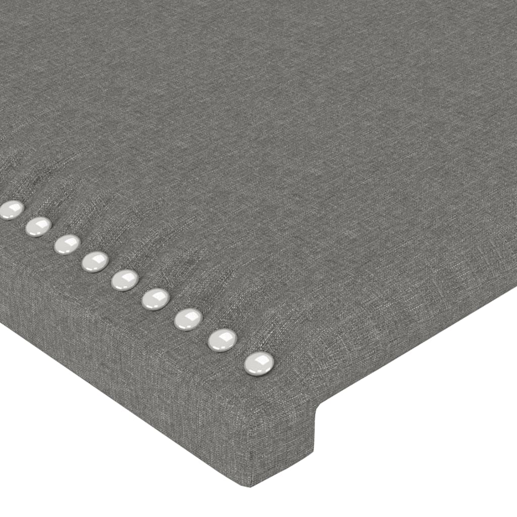 sengegavl med LED-lys 103x16x118/128 cm stof mørkegrå