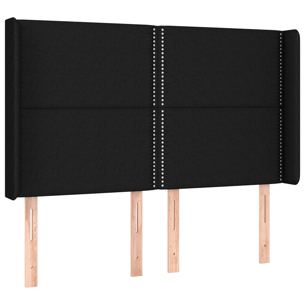 sengegavl med LED-lys 147x16x118/128 cm stof sort