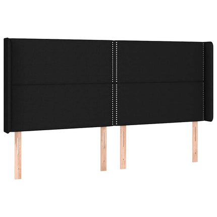 sengegavl med LED-lys 163x16x118/128 cm stof sort