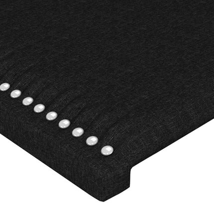 sengegavl med LED-lys 183x16x118/128 cm stof sort