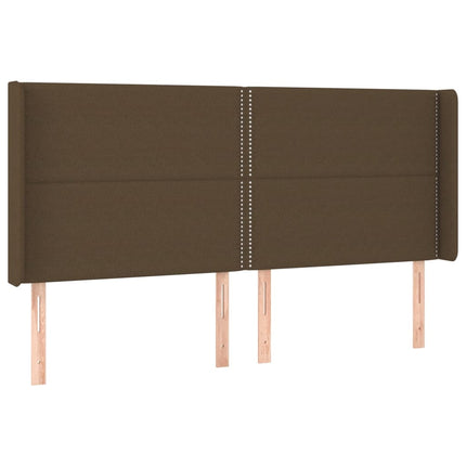sengegavl med LED-lys 183x16x118/128 cm stof mørkebrun