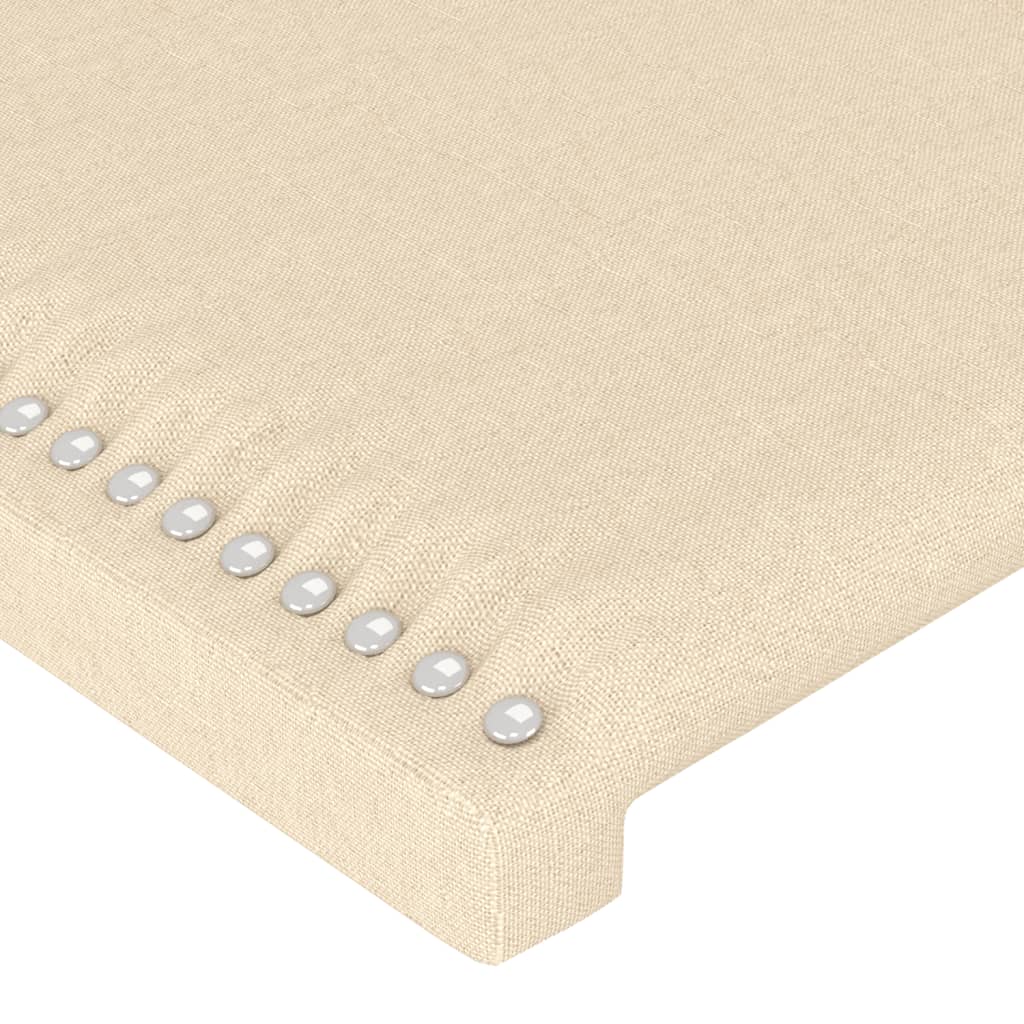 sengegavl med LED-lys 183x16x118/128 cm stof cremefarvet