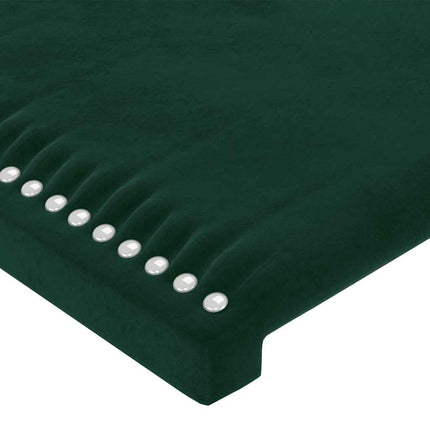 sengegavl med LED-lys 93x16x118/128 cm fløjl mørkegrøn