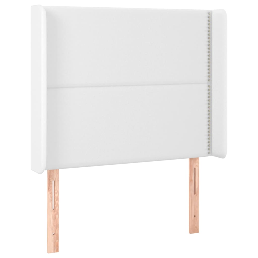 sengegavl med LED-lys 103x16x118/128 cm kunstlæder hvid