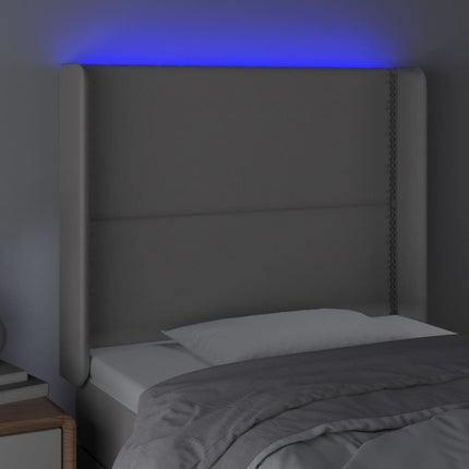 sengegavl med LED-lys 103x16x118/128 cm kunstlæder grå