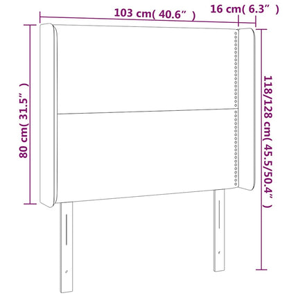 sengegavl med LED-lys 103x16x118/128 cm kunstlæder grå