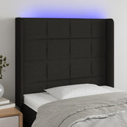 sengegavl med LED-lys 83x16x118/128 cm stof sort