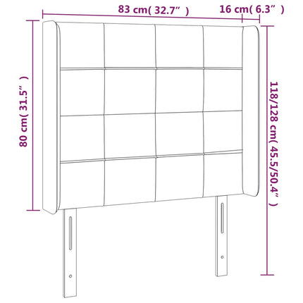 sengegavl med LED-lys 83x16x118/128 cm stof cremefarvet