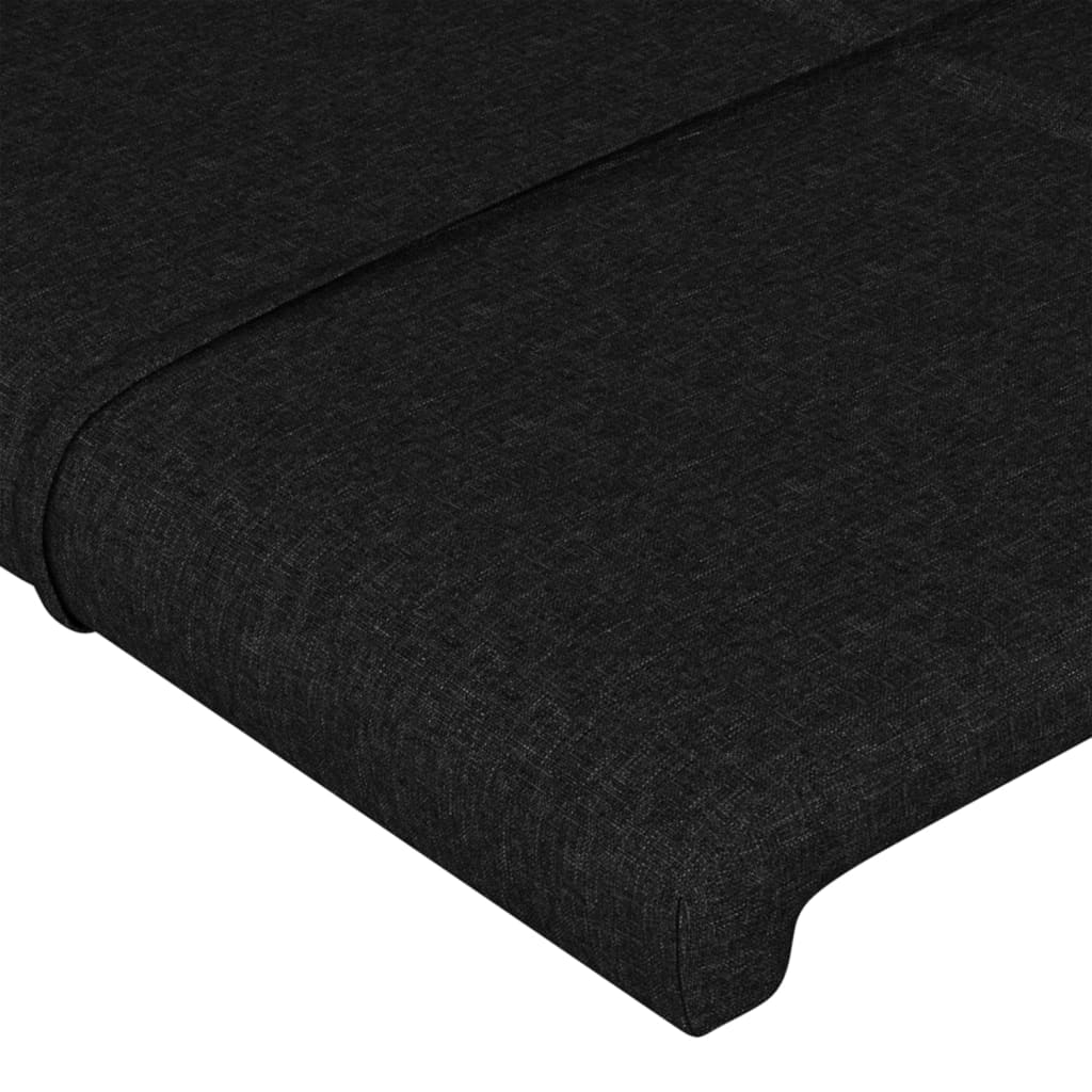 sengegavl med LED-lys 93x16x118/128 cm stof sort