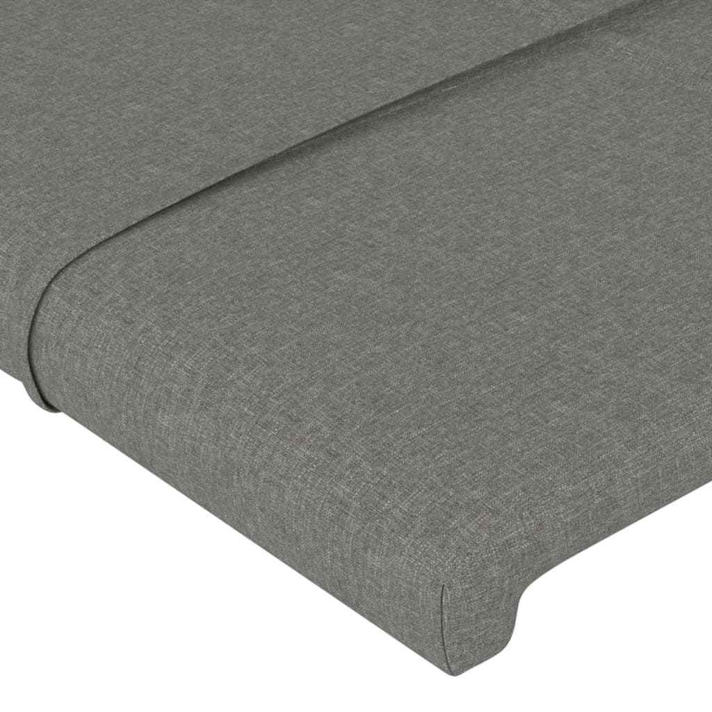 sengegavl med LED-lys 103x16x118/128 cm stof mørkegrå