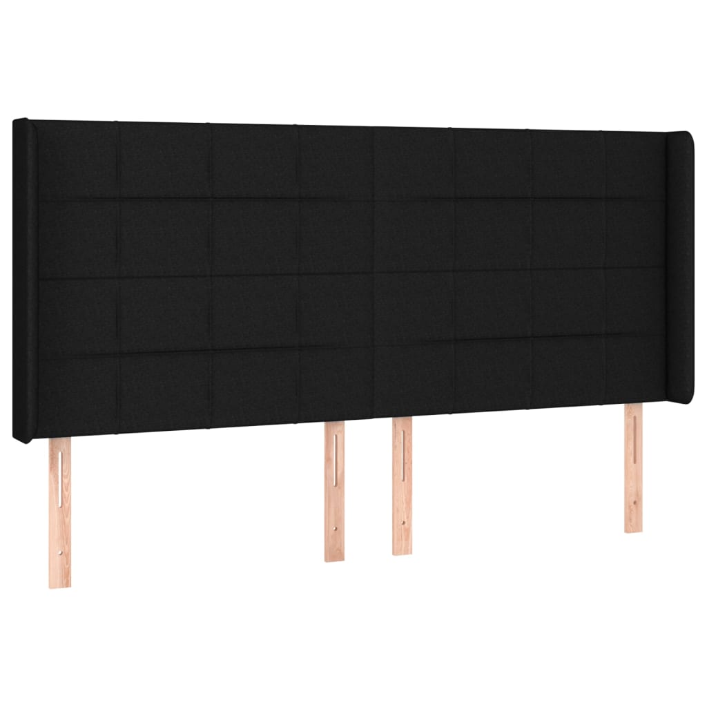 sengegavl med LED-lys 183x16x118/128 cm stof sort