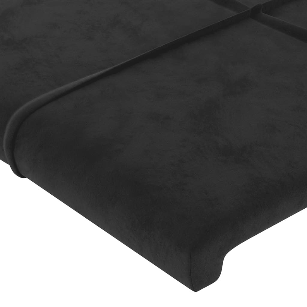 sengegavl med LED-lys 103x16x118/128 cm fløjl sort
