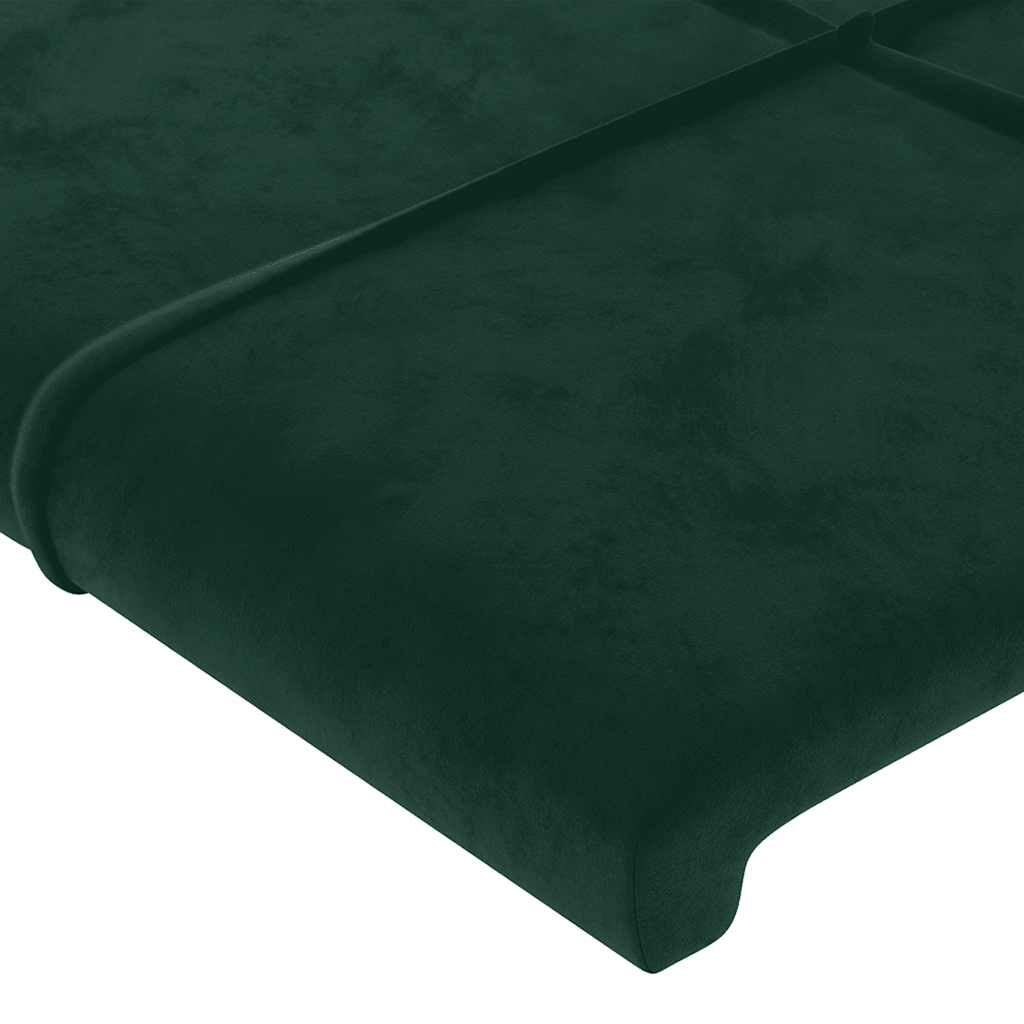 sengegavl med LED-lys 203x16x118/128 cm fløjl mørkegrøn