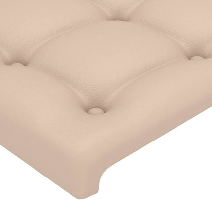 sengegavl med LED-lys 93x16x118/128 cm kunstlæder cappuccino