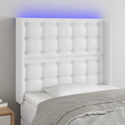 sengegavl med LED-lys 103x16x118/128 cm kunstlæder hvid