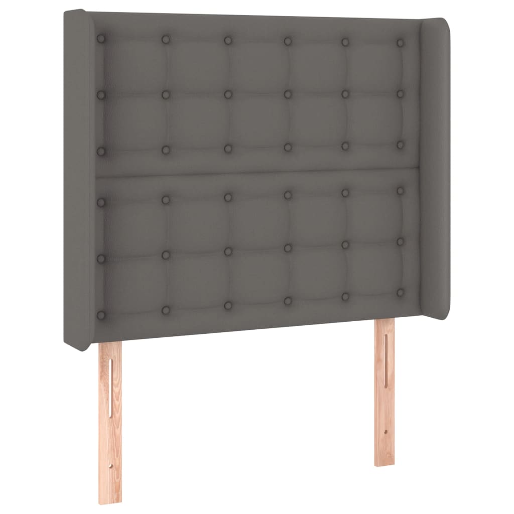 sengegavl med LED-lys 103x16x118/128 cm kunstlæder grå