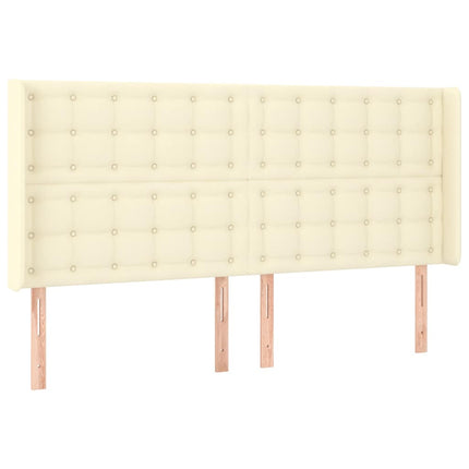 sengegavl med LED-lys 183x16x118/128 cm kunstlæder cremefarvet