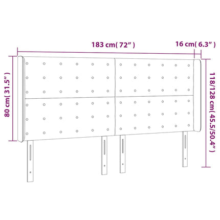 sengegavl med LED-lys 183x16x118/128 cm kunstlæder cremefarvet