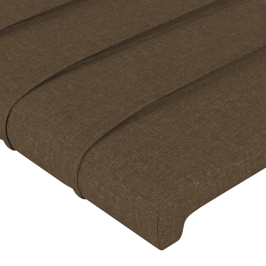 sengegavl med LED-lys 93x16x118/128 cm stof mørkebrun