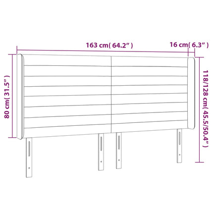 sengegavl med LED-lys 163x16x118/128 cm stof sort