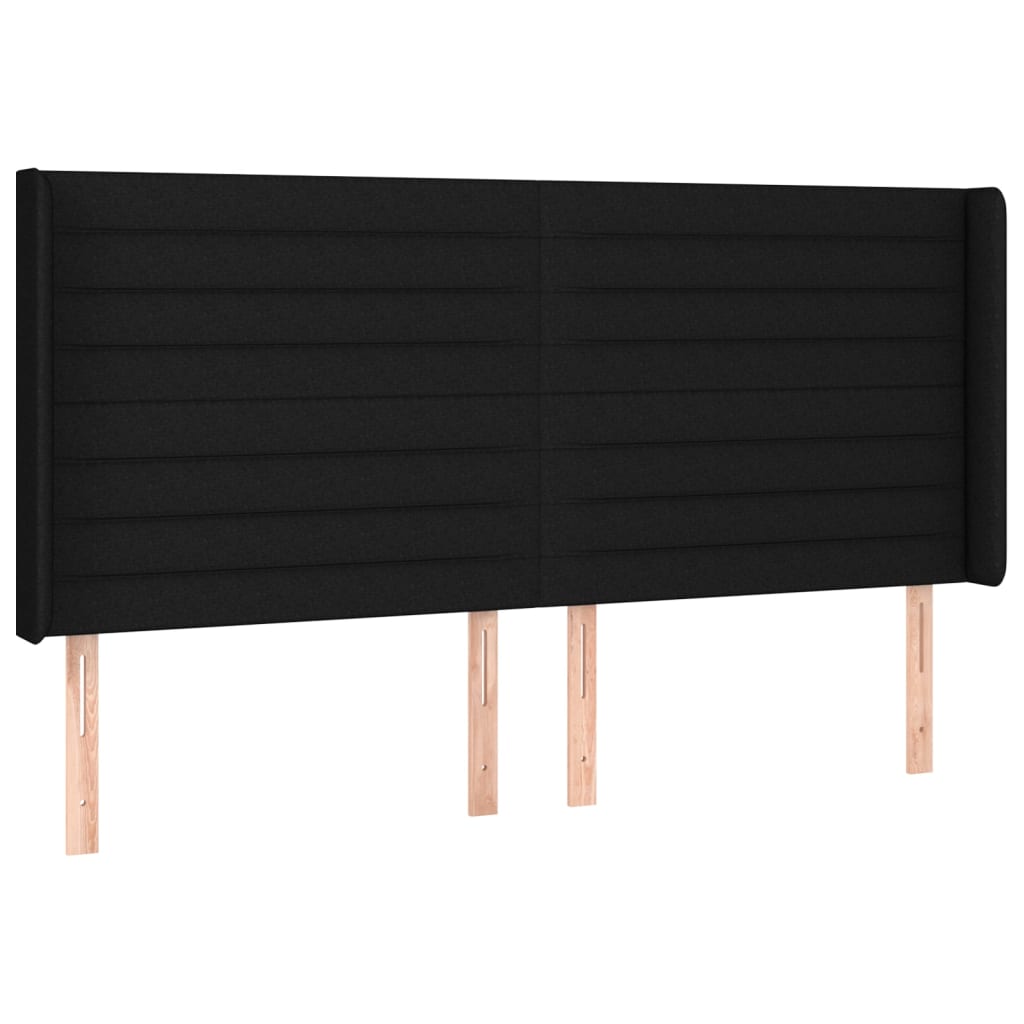 sengegavl med LED-lys 203x16x118/128 cm stof sort
