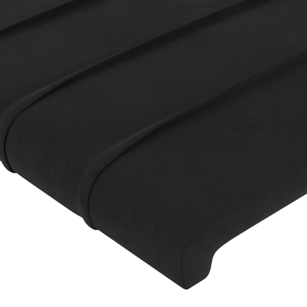 sengegavl med LED-lys 183x16x118/128 cm fløjl sort